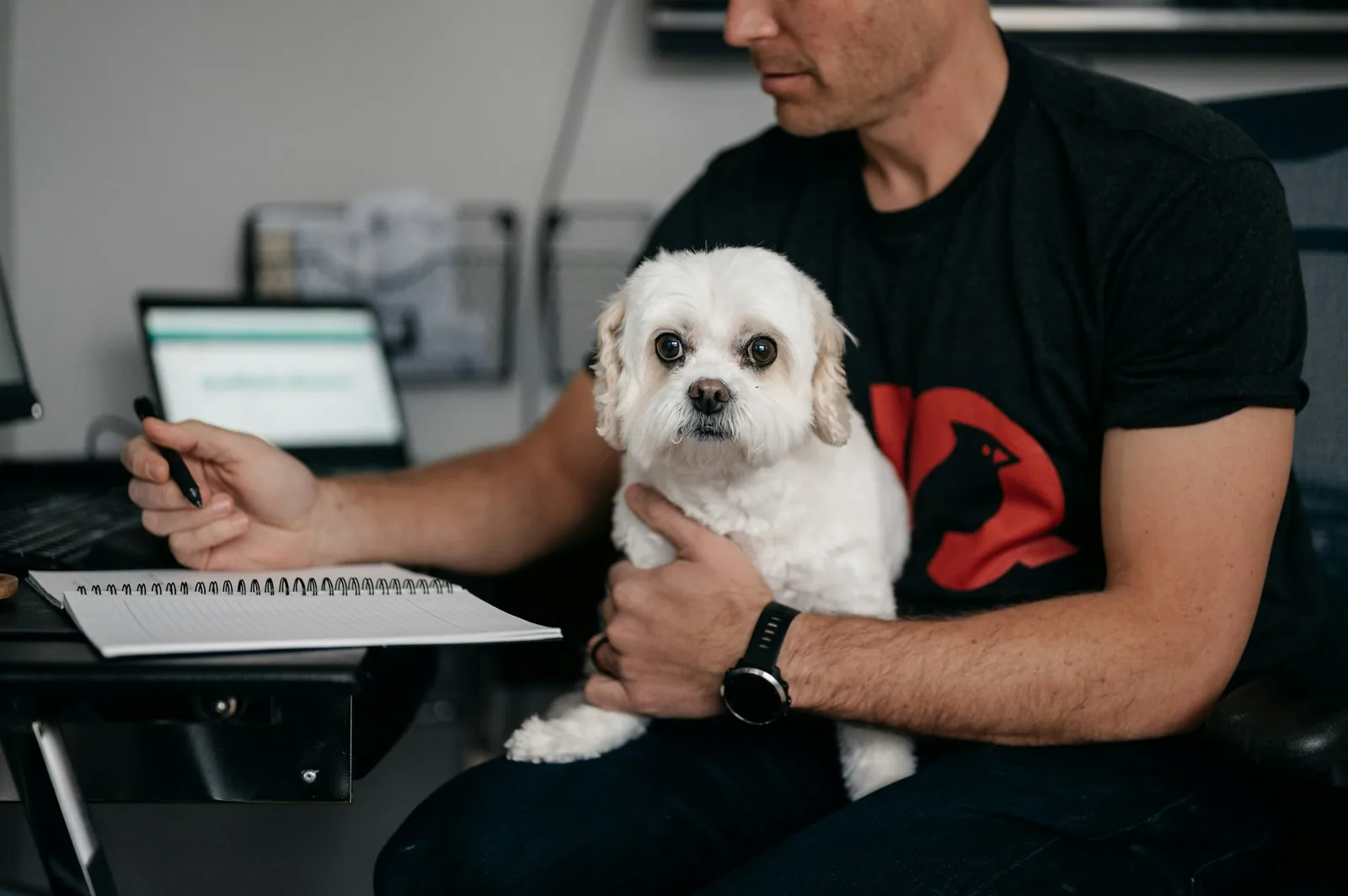 A veterinarian discussing treatment with a dog owner