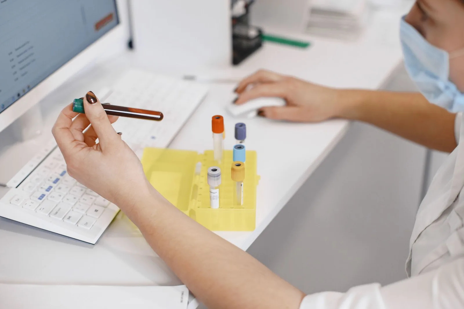 A veterinary blood sample being prepared for testing