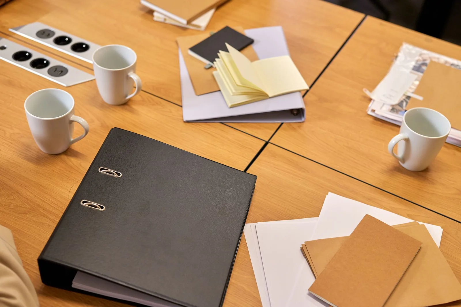 A folder of documents on a desk