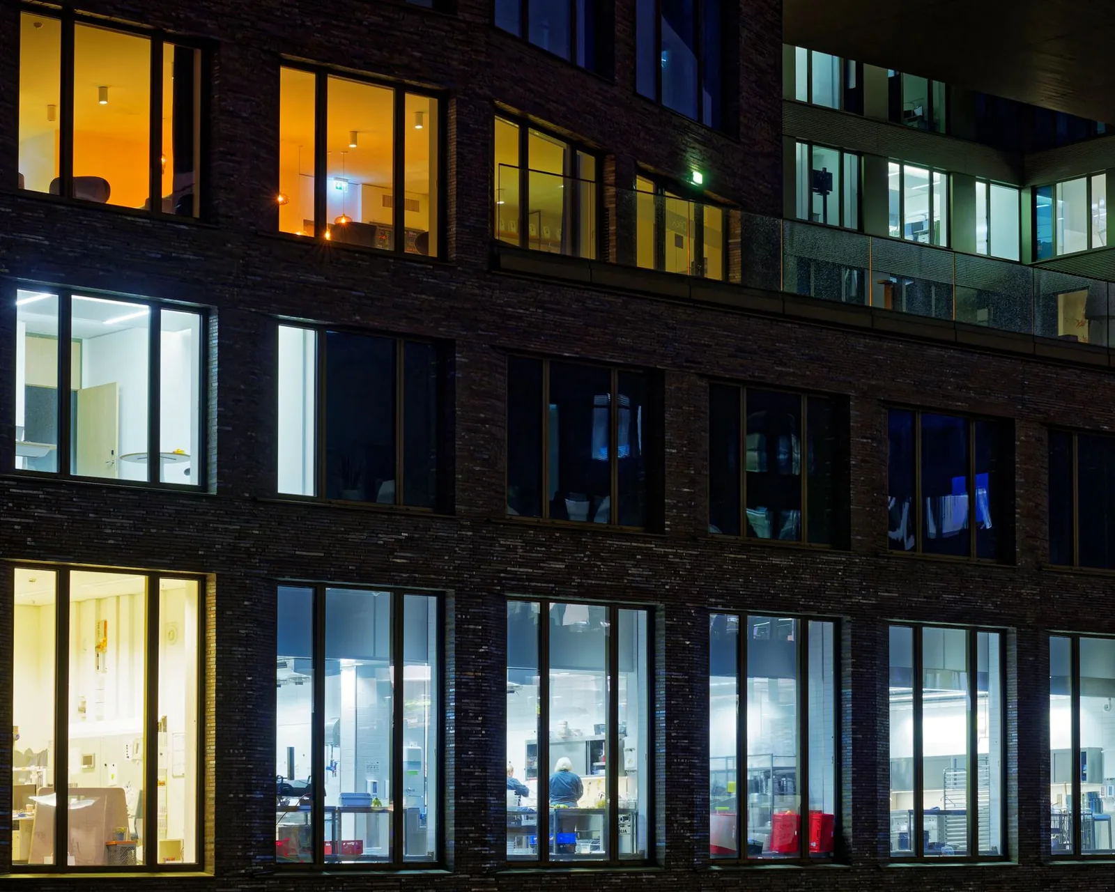 A lit clinic entrance at night