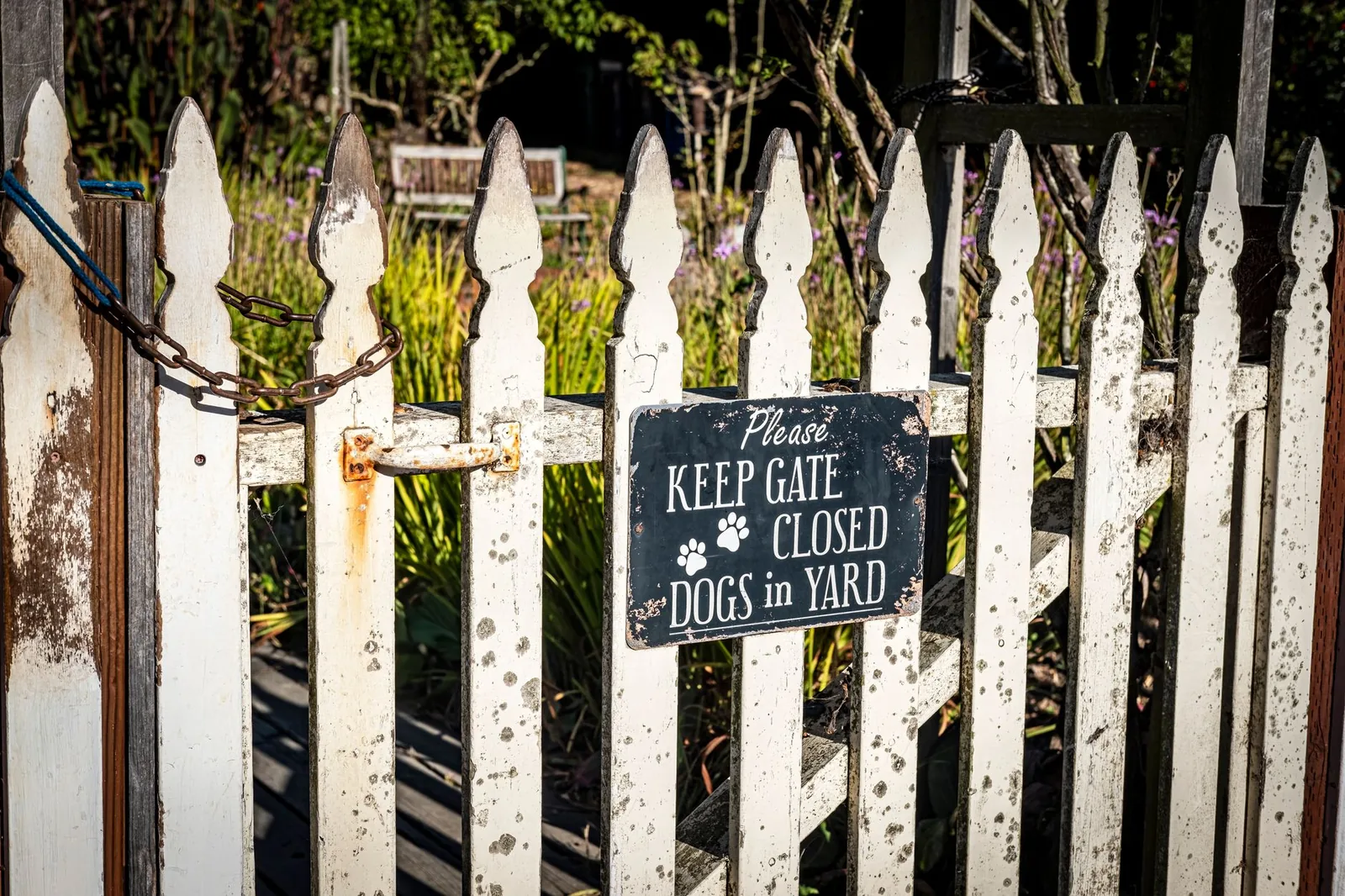A garden fence and closed gate