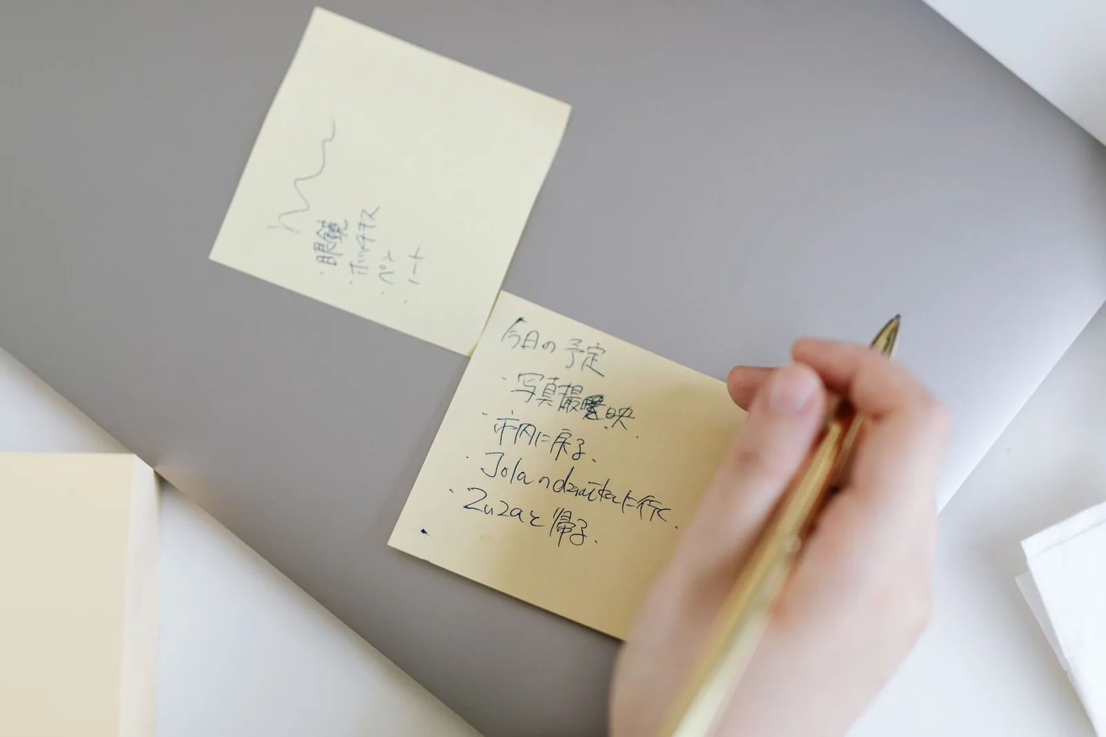 A laptop and handwritten notes on a desk