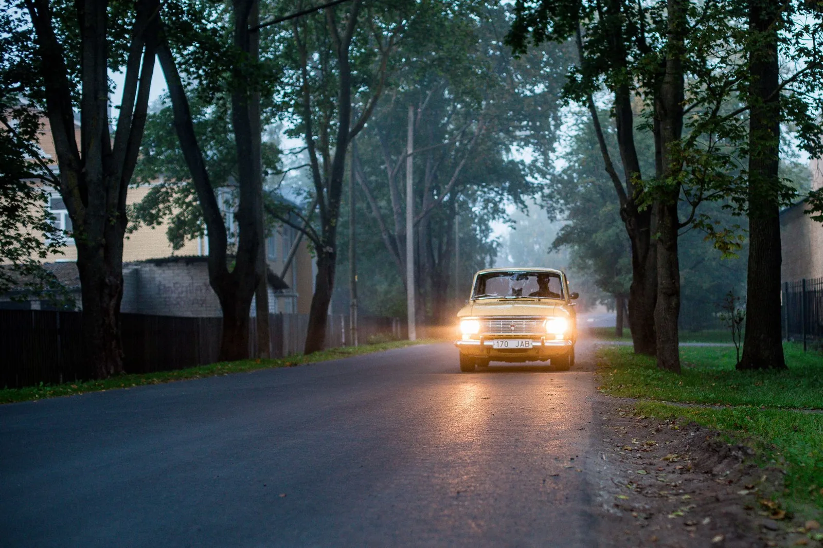 A car on a quiet road