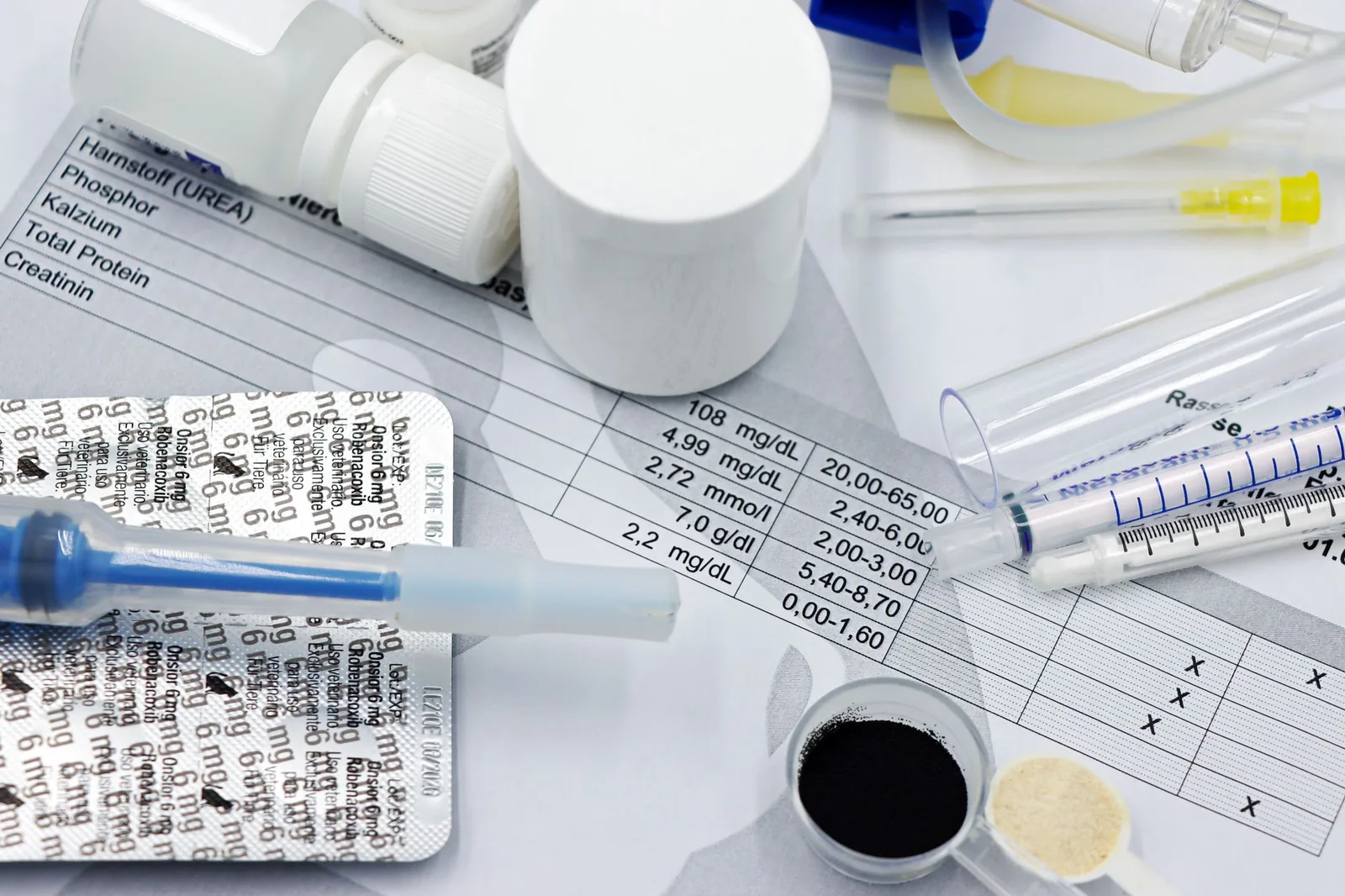 A blood sample being tested at a veterinary laboratory